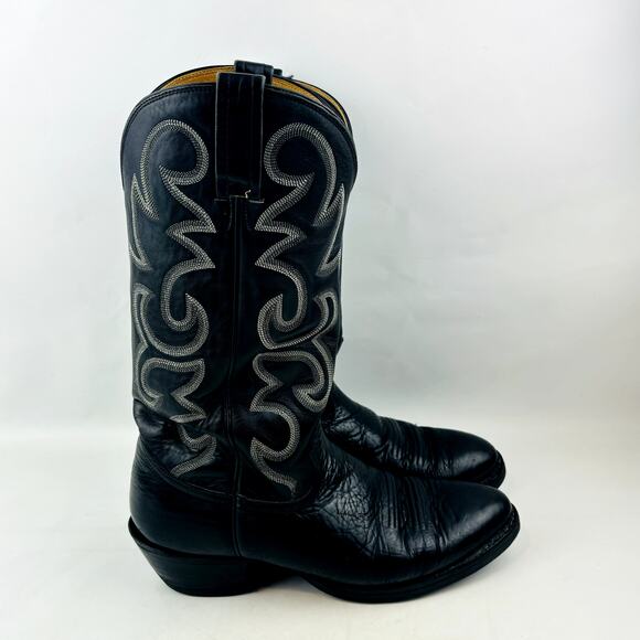 Nocona Black Oily Toro Cowboy Boot Mens 9.5 B Leather Pull On Western 1670130603 main image 6